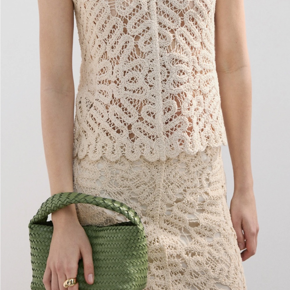 Mango Crochet Crop Top in Cream